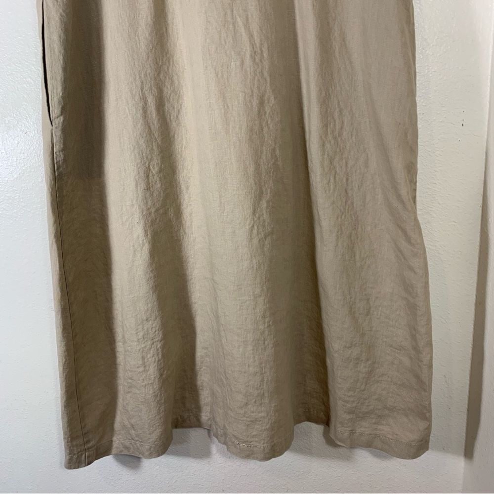 Quince Linen Shirt Dress Womens Short Sleeve Size XL Brown Long Button No Belt - Picture 7 of 10